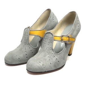 Cloche - Grey Suede/Yellow Patent